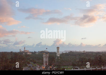 Vue de dessus du grand phare à Alexandrie, se tenait sur l'île de Pharos, Mer Méditerranée, et Al-Montaza, Alexandria, Egypt 2013 Banque D'Images