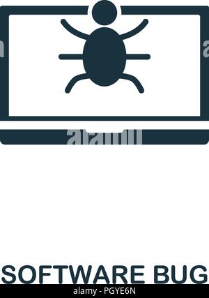 Icône Bug logiciel. Design style monochrome d'internet security collection. L'ASSURANCE-CHÔMAGE. Pixel simple parfait icône pictogramme bug logiciel. Web design, applications, Illustration de Vecteur