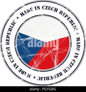 Faites en République tchèque grunge rubber stamp avec drapeau Illustration de Vecteur