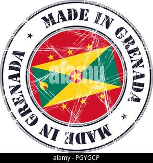 Fait à La Grenade grunge rubber stamp avec drapeau Illustration de Vecteur