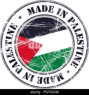 Faites en Palestine grunge rubber stamp avec drapeau Illustration de Vecteur