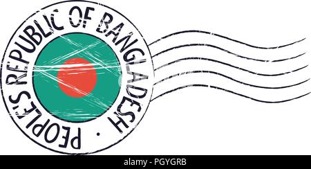 Le Bangladesh grunge stamp postaux et d'un drapeau sur fond blanc Illustration de Vecteur