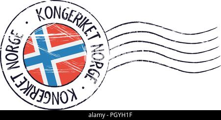 La Norvège grunge stamp postal et d'un drapeau sur fond blanc Illustration de Vecteur