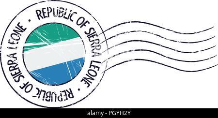 La Sierra Leone et de timbres postaux grunge drapeau sur fond blanc Illustration de Vecteur