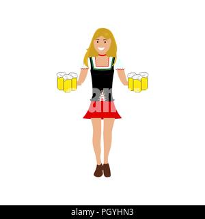Serveuse bière ours fille Illustration de Vecteur