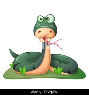 Cute, funny, crazy snake illustration. Illustration de Vecteur