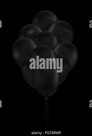 Ballons noir réaliste sur fond sombre. Illustration vecteur EPS-10 Illustration de Vecteur