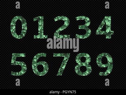 Numéros de camouflage vert. La police militaire de l'armée, de l'alphabet Illustration de Vecteur