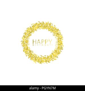 Joyeux anniversaire. Vol d'or étiquette confetti, Vector illustration Illustration de Vecteur