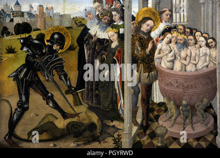 Maître de la légende de Saint George (actif à Cologne, ca.1460-1490). Retable de saint George, ca.1460. Détail. Musée Wallraf-Richartz. Cologne. L'Allemagne. Banque D'Images