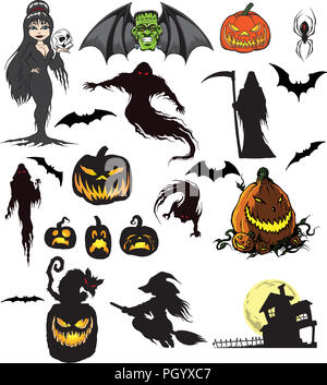 L'icône de l'Halloween feuille de personnages et illustrations Banque D'Images