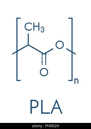 L'acide polylactique (PLA polylactide), bioplastique, structure chimique. Compostable polymère utilisé dans les implants médicaux, l'impression 3D, matériaux d'emballage, etc Illustration de Vecteur