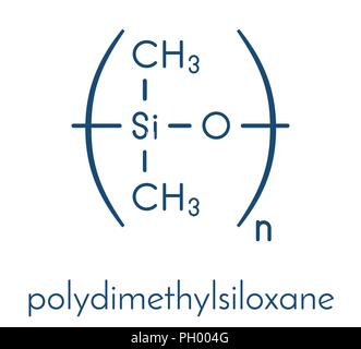 L'huile de silicone (polydiméthylsiloxane, PDMS) polymère de silicone, la structure chimique. L'huile de silicone et étroitement liés les substances sont utilisées dans le silicone mastic Illustration de Vecteur