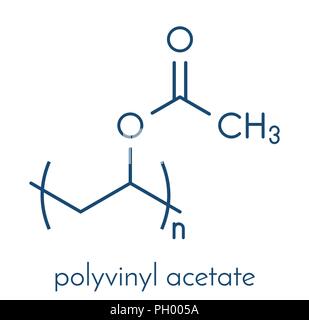 L'acétate de polyvinyle (PVA), la structure chimique d'un polymère. Principal composant de la colle à bois ou colle de menuisier. Formule topologique. Illustration de Vecteur