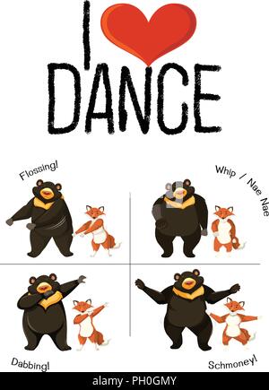 J'aime la danse La danse animale concept illustration Illustration de Vecteur