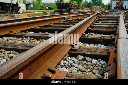 St-Constant, Canada, le 28 août, 2018. Close-up de rails de chemin de fer gare de marchandises un gi.Credit:Mario Beauregard/Alamy Live News Banque D'Images