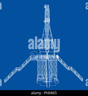 Concept de plate-forme pétrolière. Le rendu 3D de vecteur Illustration de Vecteur