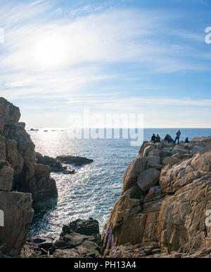 Le Gouffre du Castel-Meuru, Plougrescant, près de Tréguier, la Côte de Granit Rose, Bretagne, France Banque D'Images