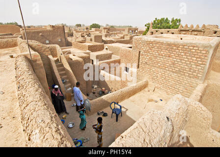 Maisons traditionnelles de boue de Djenné, Site du patrimoine mondial de l'Unesco. Le Mali, Afrique de l'Ouest Banque D'Images