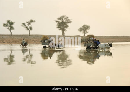 Le passage de la rivière Bani sur le marché hebdomadaire, journée lundi. Djenné, Site du patrimoine mondial de l'Unesco. Le Mali, Afrique de l'Ouest Banque D'Images