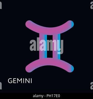 Signe astrologique gémeaux horoscope texte la forme 3D illustration de gradient Illustration de Vecteur