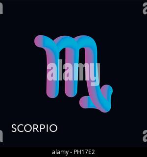 Texte scorpion horoscope signe du zodiaque Gradient de forme 3D illustration Illustration de Vecteur