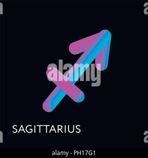 Signe du Zodiaque Sagittaire horoscope texte la forme 3D illustration de gradient Illustration de Vecteur