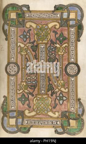 Évangiles de Saint Luc et Saint Jean - "Début de l'évangile de St Jean, avec les initiales 'I' et 'N', et les frontières, décoré d'un motif entrelacé' . Banque D'Images