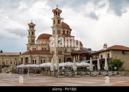 Korçë, en Albanie- 27 juin 2014 : La Résurrection du Christ Cathédrale Orthodoxe de Korçë, la principale église orthodoxe. Korçë, grande ville dans le sud-est de l'Albanie su Banque D'Images