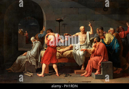 La mort de Socrate - Jacques-Louis David Banque D'Images