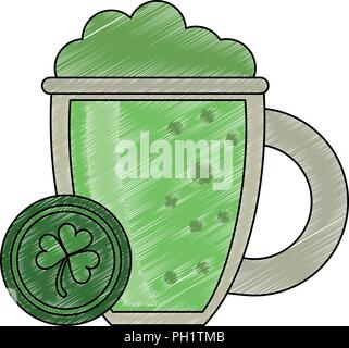 Irish beer cup et coin scribble Illustration de Vecteur