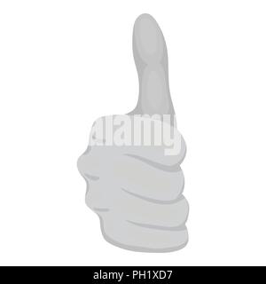 Thumb up icône dans le style monochrome isolé sur fond blanc. Les gestes de la main d'illustration vectorielle, symbole. Illustration de Vecteur