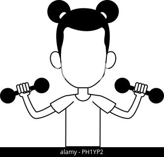 Levage fille kettlebells en noir et blanc Illustration de Vecteur