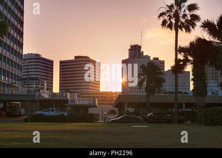 Coucher du soleil à Corpus Christi. Corpus Christi, Texas, États-Unis. Banque D'Images
