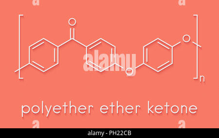 Le polyéther éther cétone (PEEK) polymère, la structure chimique. Formule topologique. Banque D'Images
