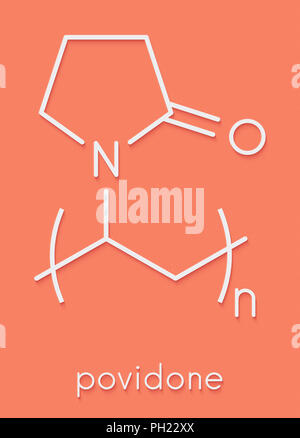 Polyvinylpyrrolidone (PVP, povidone, polyvidone) polymère, la structure chimique. Formule topologique. Banque D'Images