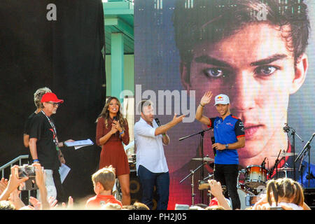 Milan, Italie. Août 29, 2018. Festival 2018 de Formule 1 Milan la Toro Rosso rider Pierre Gasly indépendant : Crédit Photo Agency Srl/Alamy Live News Banque D'Images