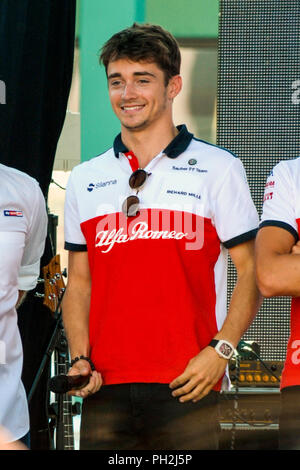 Milan, Italie. Août 29, 2018. Festival 2018 de Formule 1 Milan Le pilote Alfa Romeo Crédit : Charles Leclerc Agence Photo indépendant Srl/Alamy Live News Banque D'Images