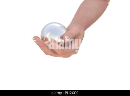 Human hand holding sphère lumineuse Banque D'Images