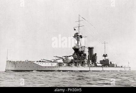 Le cuirassé HMS Iron Duke (1914), à partir de laquelle l'amiral Jellicoe réalisé la bataille du Jutland. Du livre de navires, publié vers 1920. Banque D'Images