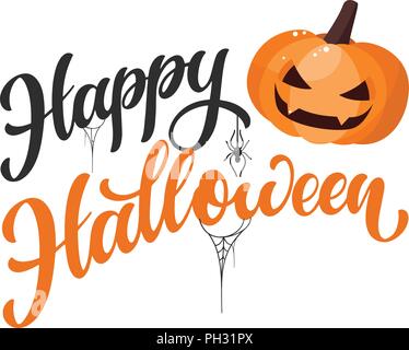 Happy Halloween part texte écrit. Création de contenu pour l'impression, affiche, invitation, t-shirt. Vector illustration Illustration de Vecteur