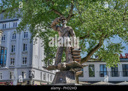 Tramway Hans-Albers-Statue, tramway Hans-Albers-Platz, St Pauli, Hambourg, Allemagne Banque D'Images