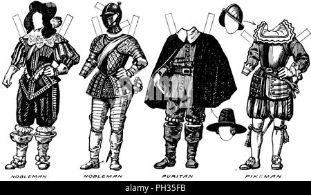 'La Grande Galerie du Costume historique : robes portées dans le règne de la première James', c1934. Artiste : Inconnu. Banque D'Images