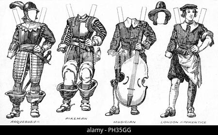 'La Tribune de costume historique : Quelques Robes de cavaliers et têtes rondes', c1934. Artiste : Inconnu. Banque D'Images