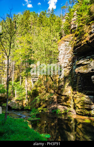 La Gorge dans Saxon-Bohemian Kamnitz Suisse, République Tchèque Banque D'Images