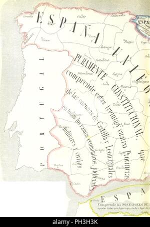 Libre à partir de la page 332 de "Cartografia Hispano-cientifica, ó seo Los Mapas Españoles en que se représenta á España bajo todas sus diferentes fases. Segunda edicion' . Banque D'Images