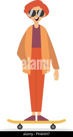 Jeune homme avec des lunettes qui posent sur la rue au soleil, mode homme, style Illustration de Vecteur