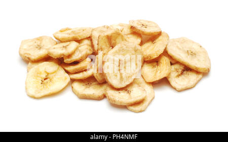 Chips de banane séchée isolated on white Banque D'Images