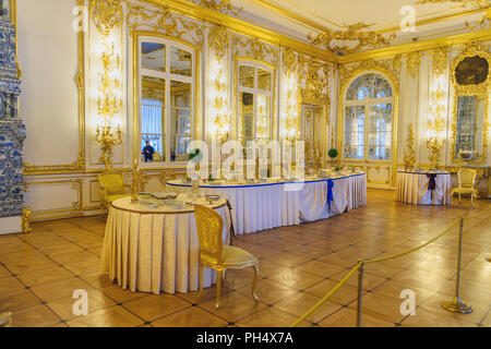 Pouchkine, Saint Petersburg, Russie - 8 janvier 2018 : Chevalier Salle à manger en palais de Catherine à Tsarskoe Selo Banque D'Images