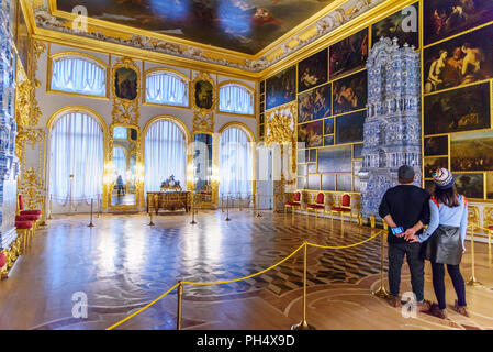 Pouchkine, Saint Petersburg, Russie - 8 janvier 2018 : Photo Hall en palais de Catherine à Tsarskoe Selo Banque D'Images